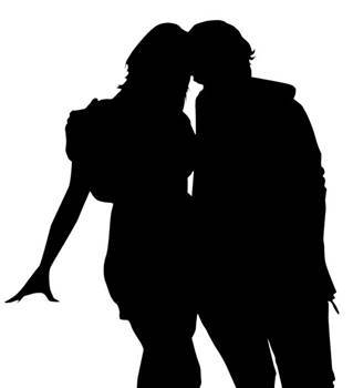 Silhouette of a Couple in Love